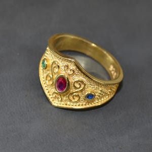 Gold Plated Byzantine Ring: 925 Silver Ring