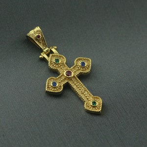 Gold byzantine cross, Gold plated Cristianic cross