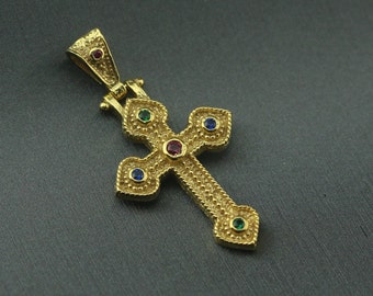 Gold byzantine cross, Gold plated Cristianic cross