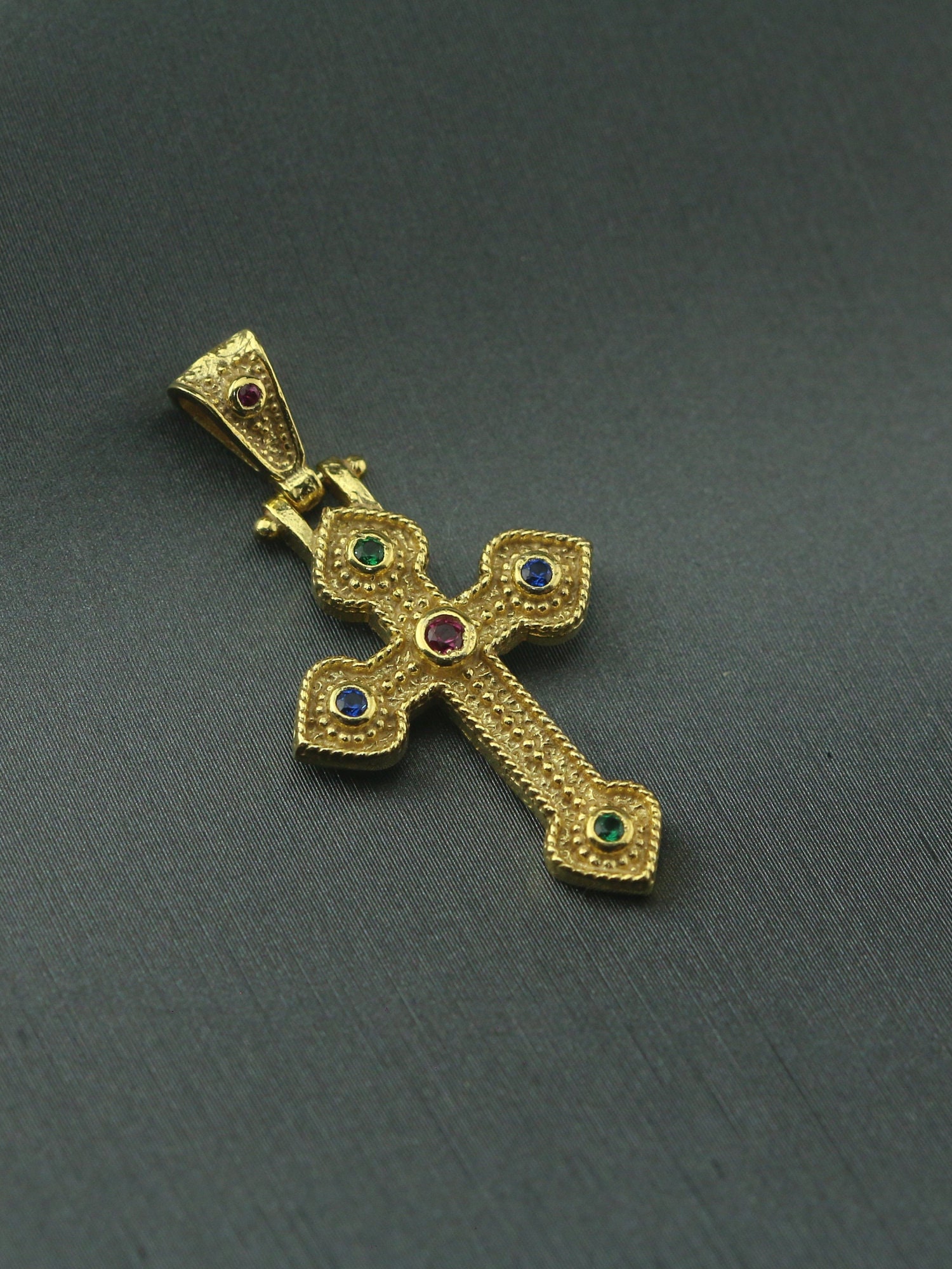 Gold byzantine cross, Gold plated Cristianic cross