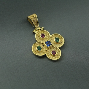 Gold byzantine cross, Gold plated Cristianic cross