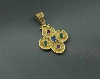 Gold byzantine cross, Gold plated Cristianic cross