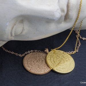 Phaistos Disc gold plated pendant, Stainless Steel Gold Plated Pendant,Phaestos Disc Pendant