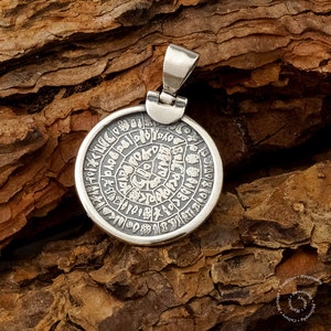 Phaistos Disc Silver Pendant, Sterling Silver Pendant, Phaistos Greek Disc, Handmade Greek Jewelry, Phaistos Scheibe