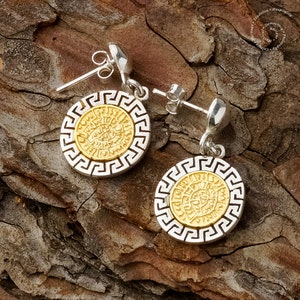 Phaistos Disk - Meander Silver Earrings, Greek Key, Phaistos Disc, Sterling Silver Earrings, Phaistos Scheibe