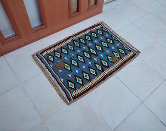 Vintage kilim rug,2.8x1.9,feet,turkish rug,vintage rug,wool rug,handwoven rug,home decor rug,home living,bohemian rug,kilim rug,handmade rug