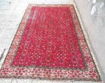 赤いトルコ絨毯、手織りカーペット、ウシャク絨毯、ウール絨毯