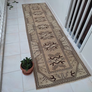 turkısh runner rug,10x3,ft,oushak rug,turkısh rug,anotolian rug,Handwoven rug,bohemian rug,runner rug.area rug,home decor,hallway runner image 6
