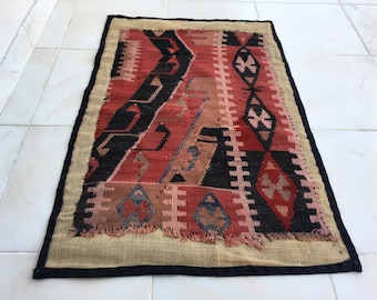 トルコ ヴィンテージ キリムパッチワークラグ オレンジ 203-4 トルコ