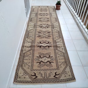 turkısh runner rug,10x3,ft,oushak rug,turkısh rug,anotolian rug,Handwoven rug,bohemian rug,runner rug.area rug,home decor,hallway runner image 3