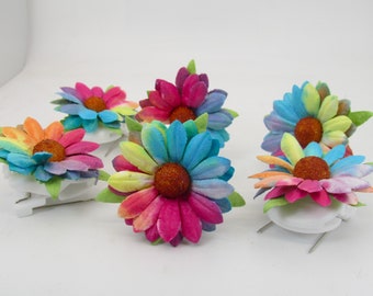 Rainbow Sunflower Office Decor: Cubicle Clip Pins, Staff Gift (Set of 6)