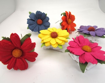 Rainbow Sunflower Office Clip Pins: Fabric Panel Note Holders