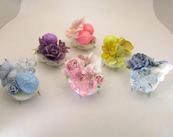 Easter Office Cubicle Clips: Floral Note Holders, Set of 6