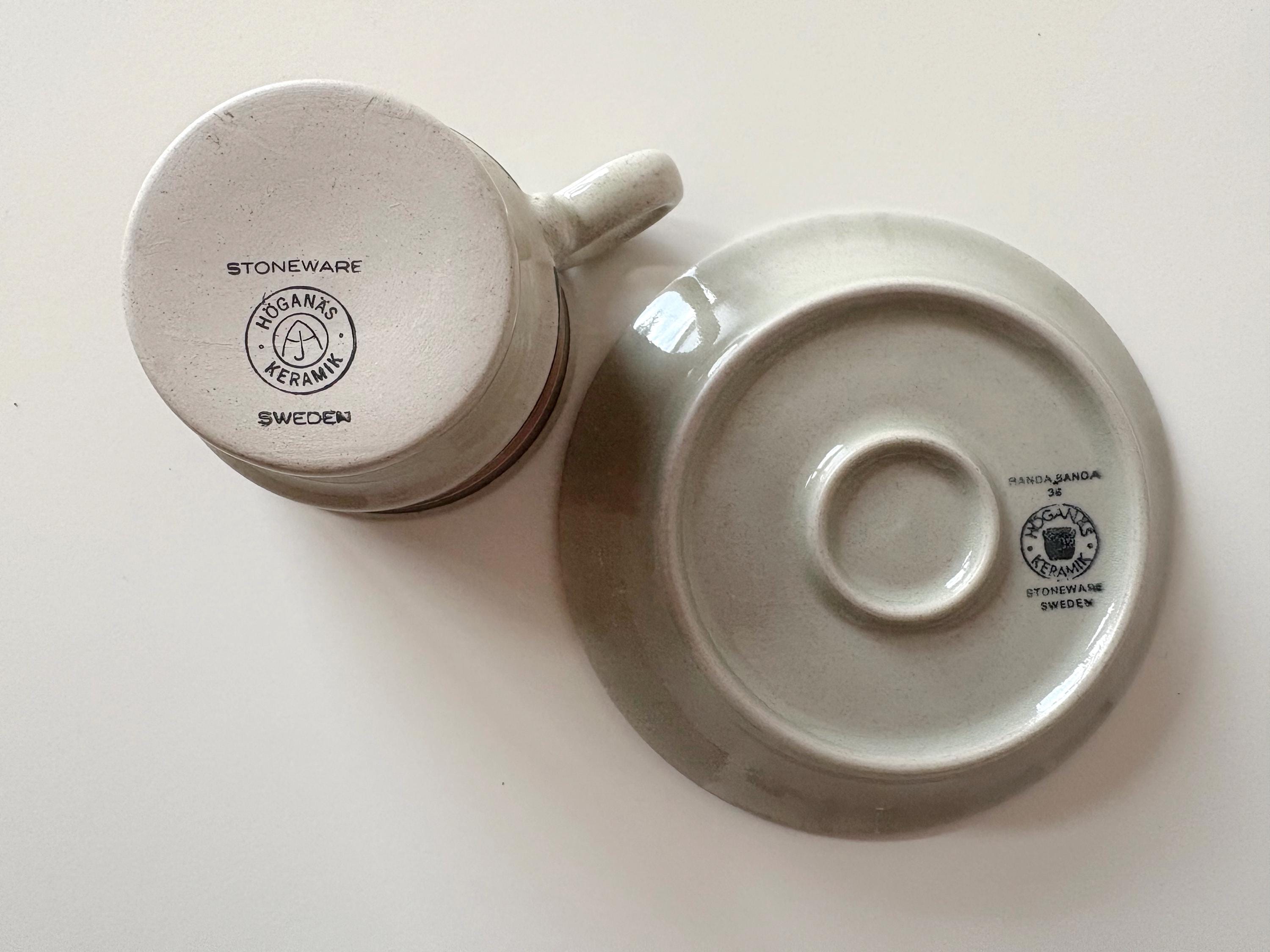 Höganäs Randa Banda Coffee Cup and Saucer, Made in Sweden, Hoganas 