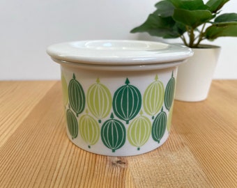 Arabia Pomona jam jar gooseberries with lid, designed by Raija Uosikkinen / Ulla Procopé, made in Finland
