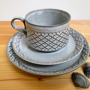 Bing & Grøndahl Quistgaard Cordial 3-piece coffee / tea set with cup, saucer and cake plate, made in Denmark