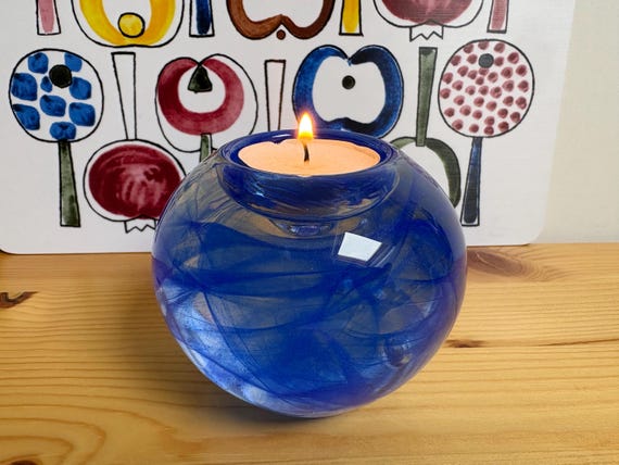 Kosta Boda Blue Moon Candle Holder for Tea Lights, Designed by