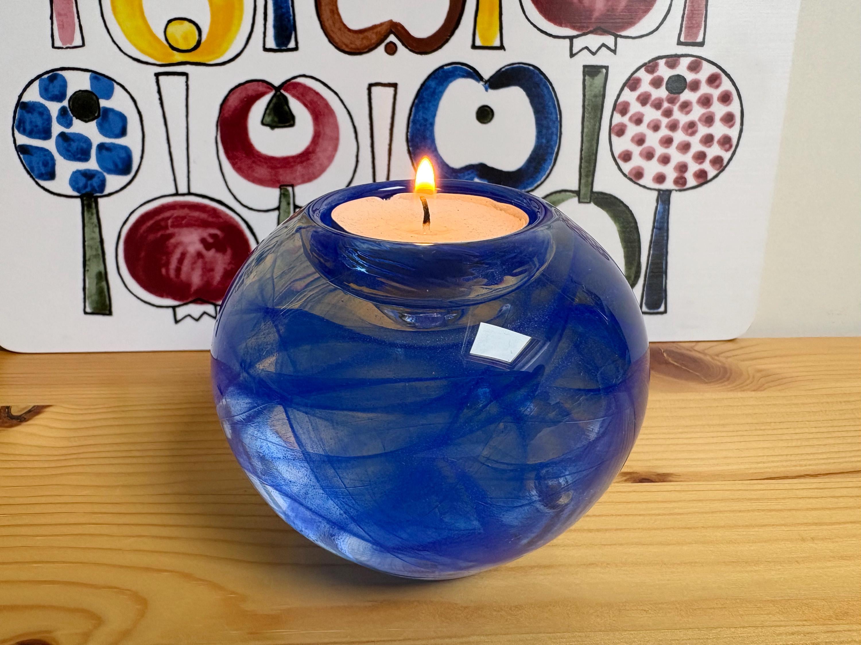Kosta Boda Blue Moon Candle Holder for Tea Lights, Designed by