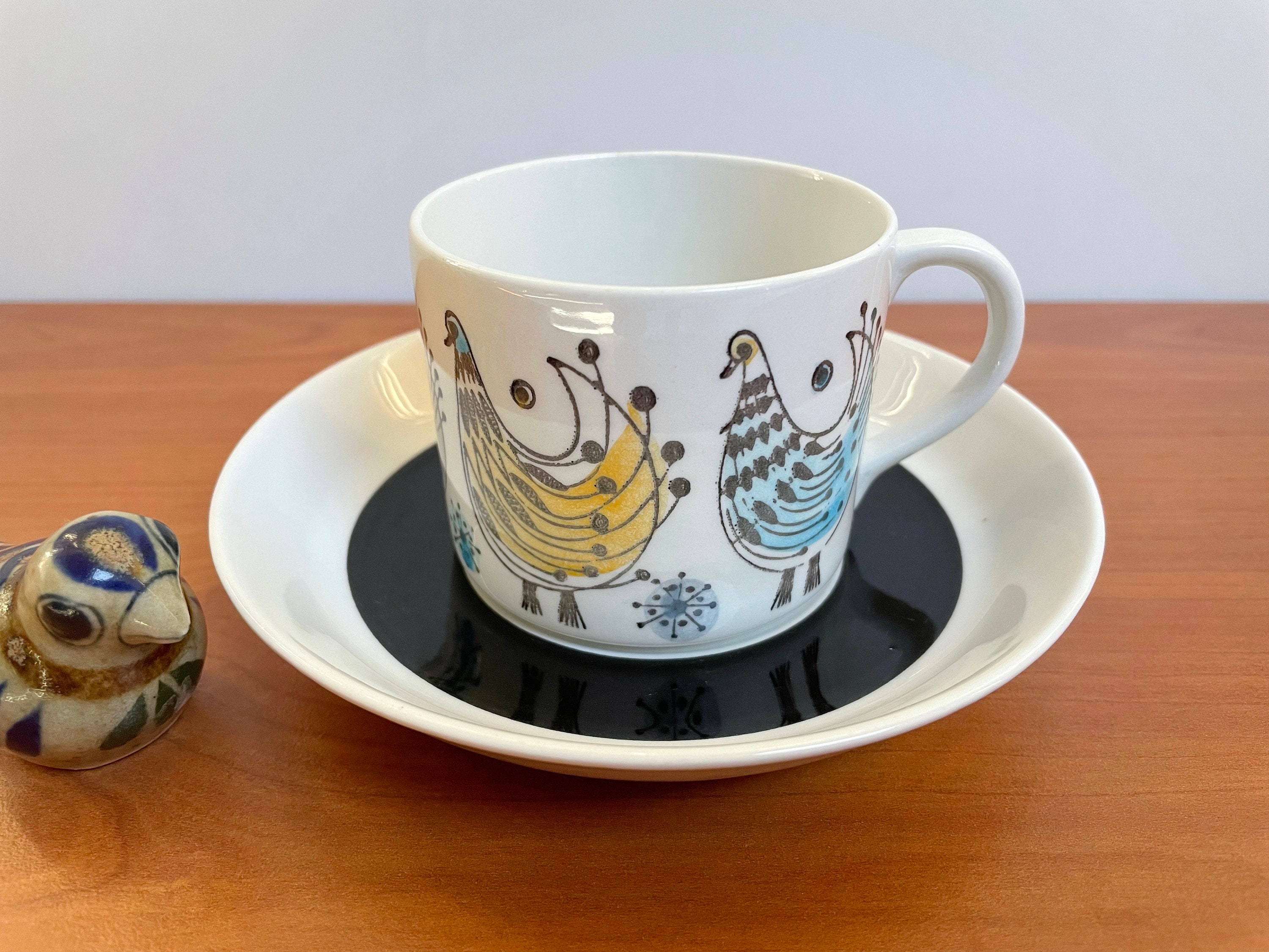 Rörstrand Fenix DM Model Coffee Cup / Tea Cup With Saucer, Made in