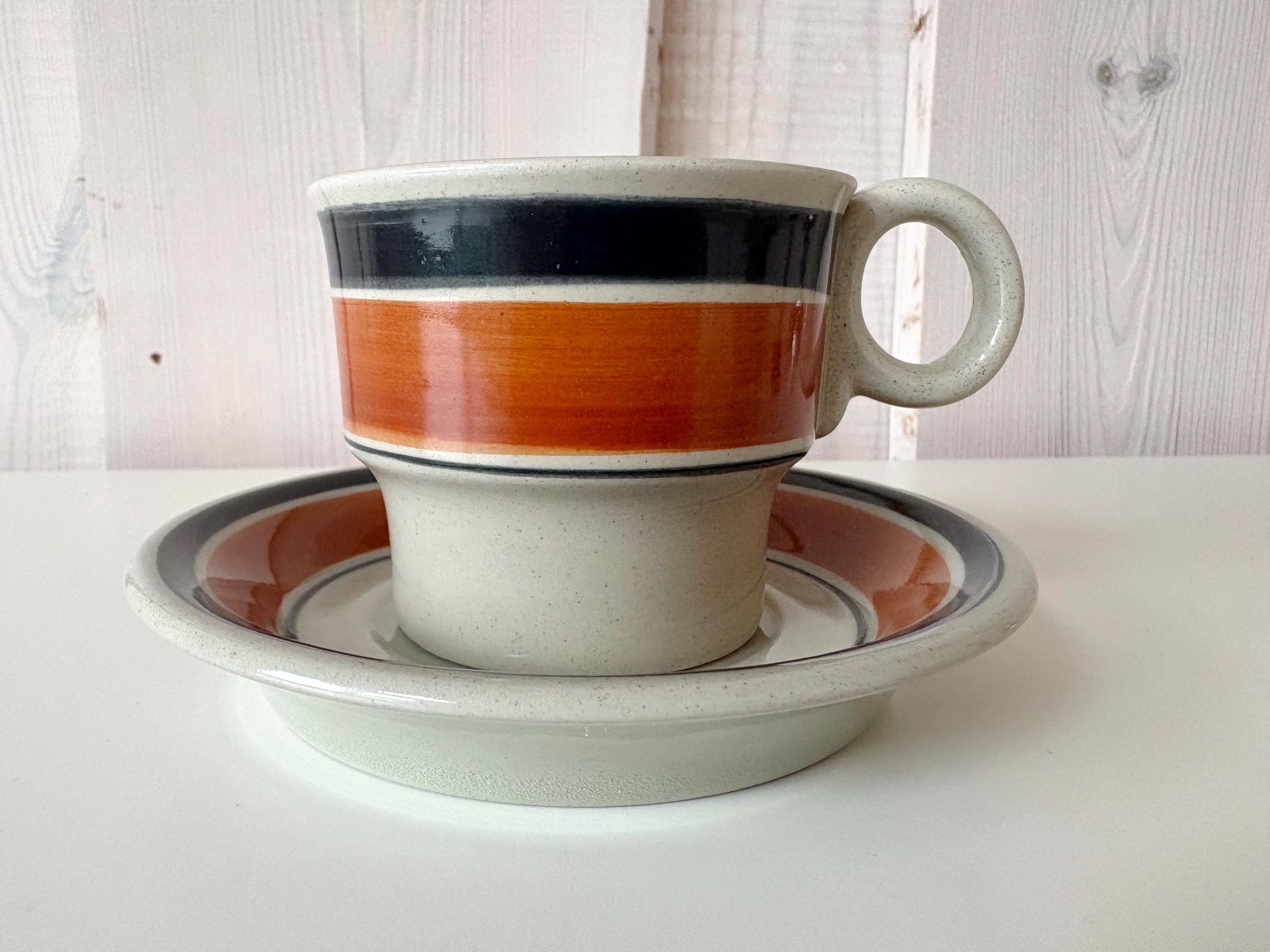 Höganäs Randa Banda Coffee Cup and Saucer, Made in Sweden, Hoganas 