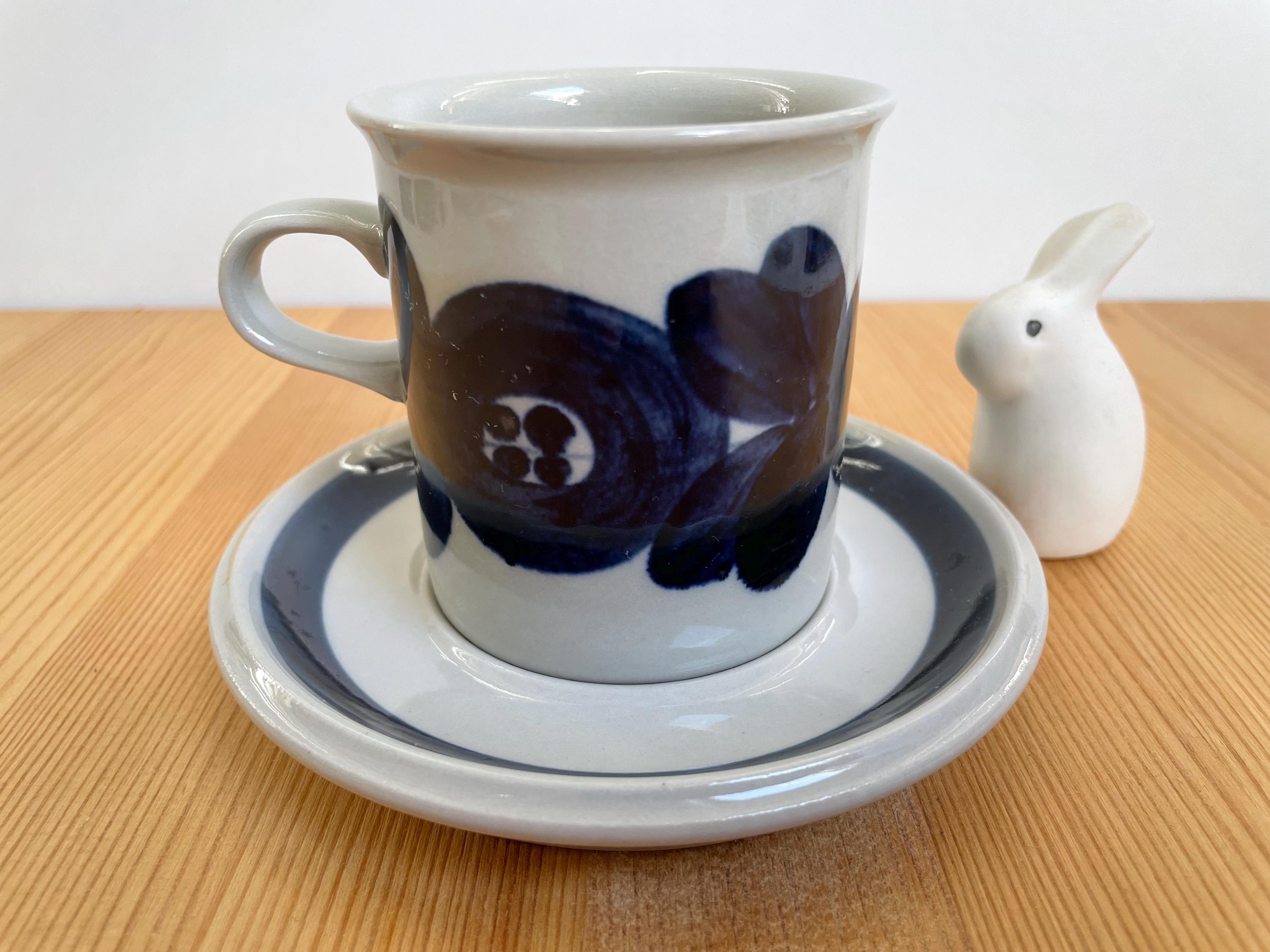 Arabia Anemone Tall Coffee Cup With Saucer, Designed by Ulla 
