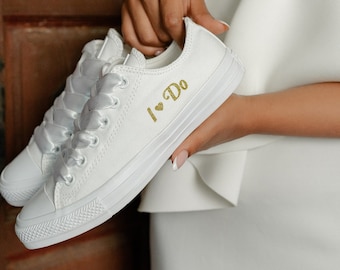 Personalized Wedding Converse For Bride, Personalised Bridal Trainers, Custom Converse For Reception