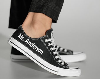 Personalized Groom Converse, Man Wedding Sneakers, Men Converse, Man Wedding Shoes, Custom Groomsman Sneaker, Groom Trainers With Name