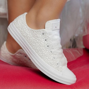 Custom Lace Converse Sneakers for Brides - Handcrafted Personalized Bridal Shoes - Perfect Wedding Day Gift for the Bride