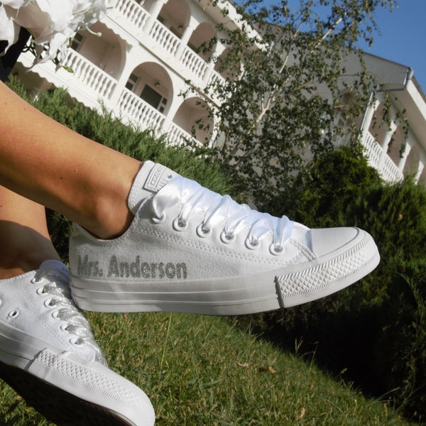 Personalized Wedding Shoes For Bride Gift, Custom Converse Bride Shoes, Wedding Sneakers, Bridal Trainers