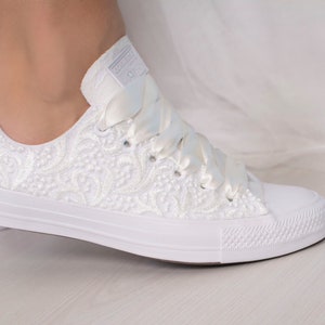 Luxury Ivory Wedding Converse Lace Low Top Custom Converse - Etsy