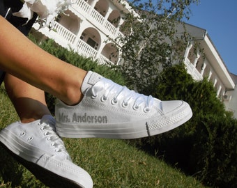 Personalized Wedding Shoes For Bride Gift, Custom Converse Bride Shoes, Wedding Sneakers, Bridal Trainers