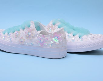 Sequin Converse for Bride, Sequin Trainers For Wedding, Sequin Sneakers Bridal shoes