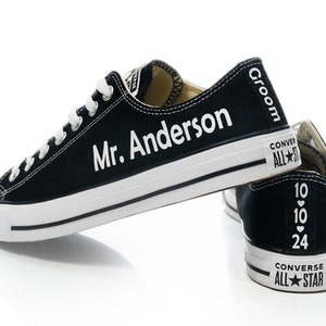 Personalized Groom Converse, Man Wedding Sneakers, Men Converse, Man Wedding Shoes, Custom Groomsman Sneaker, Groom Trainers With Name image 7