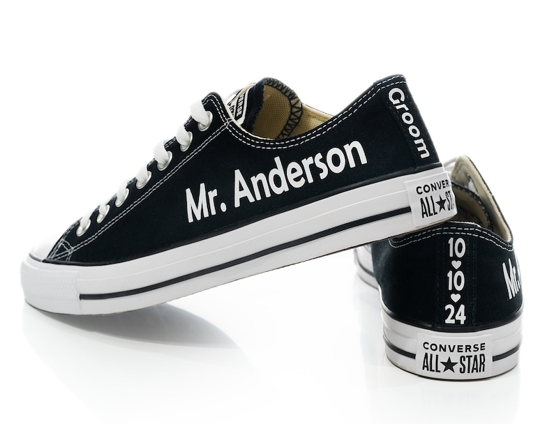 Personalized Groom Converse, Man Wedding Sneakers, Men Converse, Man Wedding Shoes, Custom Groomsman Sneaker, Groom Trainers With Name image 7