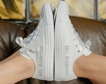 Personalized Wedding Shoes For Bride Gift, Custom Converse Bride Shoes, Wedding Sneakers, Bridal Trainers