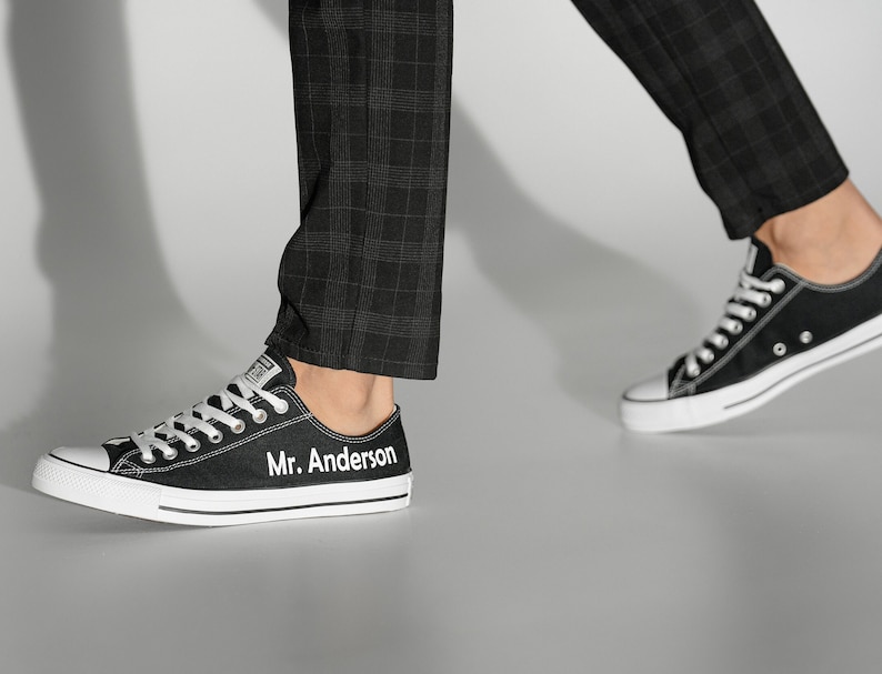 Personalized Groom Converse, Man Wedding Sneakers, Men Converse, Man Wedding Shoes, Custom Groomsman Sneaker, Groom Trainers With Name image 4