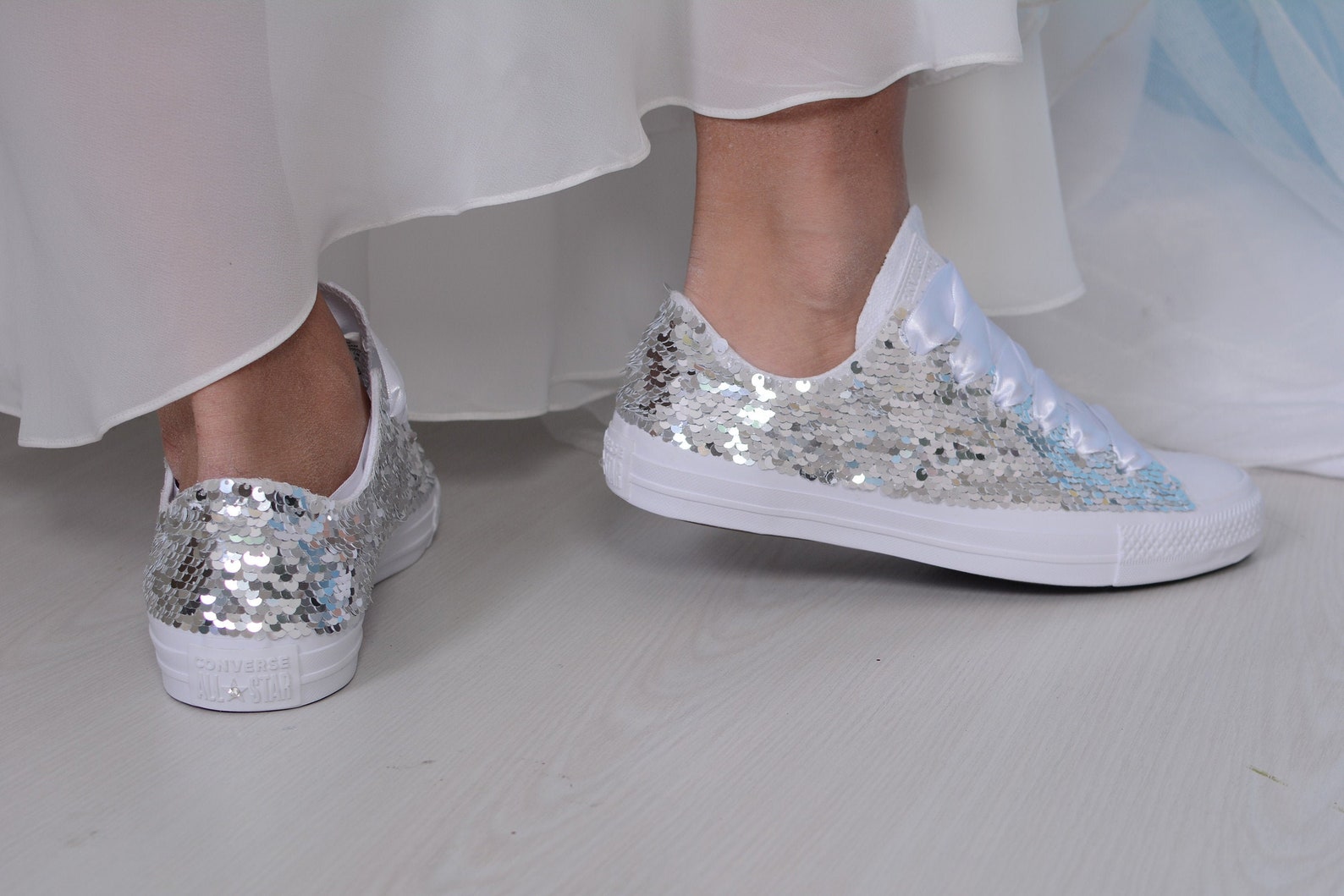 sequin converse silver