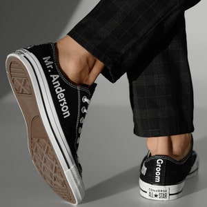 Personalized Groom Converse, Man Wedding Sneakers, Men Converse, Man Wedding Shoes, Custom Groomsman Sneaker, Groom Trainers With Name image 2