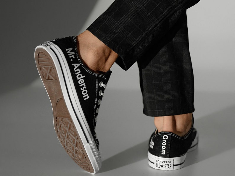 Personalized Groom Converse, Man Wedding Sneakers, Men Converse, Man Wedding Shoes, Custom Groomsman Sneaker, Groom Trainers With Name image 2