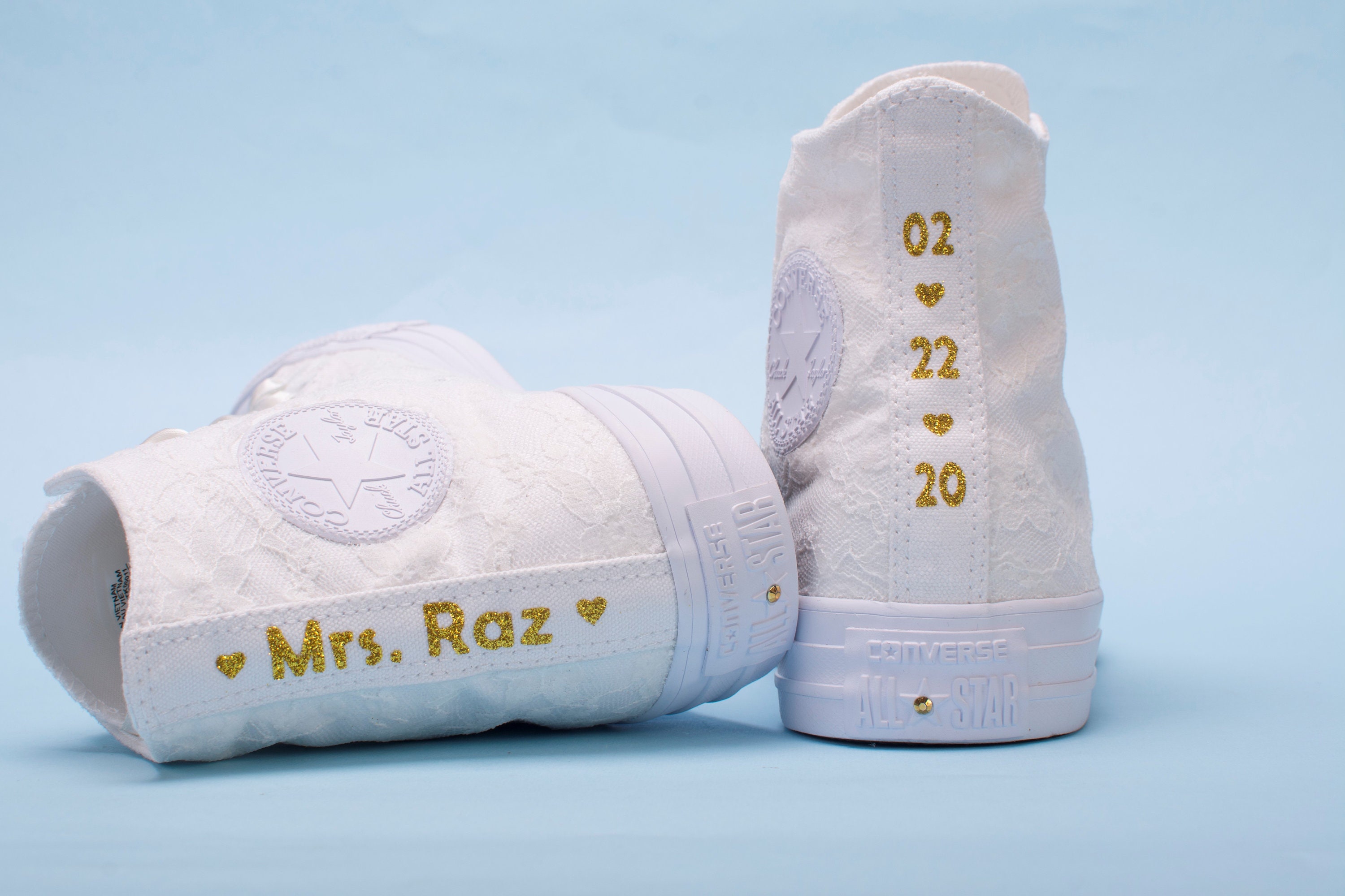 Ivory Converse High Top Wedding Converse shoes Bridal | Etsy