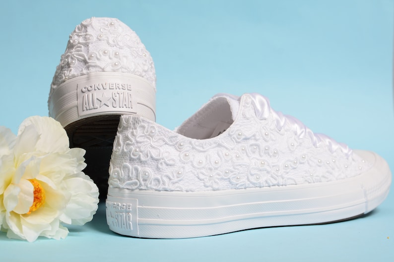 Luxe White Bride Converse Dentelle Converse pour mariée Etsy