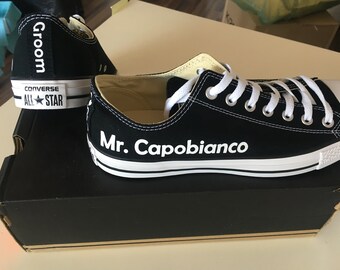 Personalized Groom Converse, Man Wedding Sneakers, Men Converse, Man Wedding Shoes, Custom Groomsman Sneaker, Groom Trainers With Name