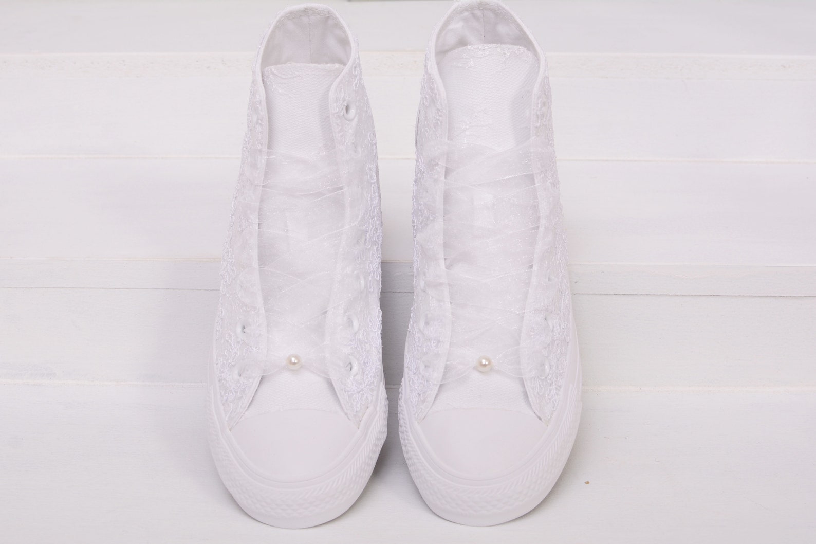Luxury Lace White Wedding Converse High Top Custom Converse Etsy
