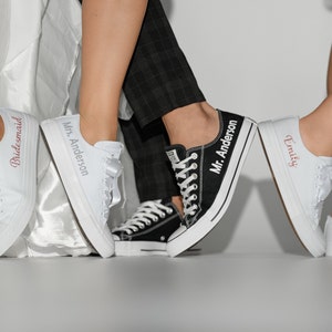 Personalized Groom Converse, Man Wedding Sneakers, Men Converse, Man Wedding Shoes, Custom Groomsman Sneaker, Groom Trainers With Name image 6