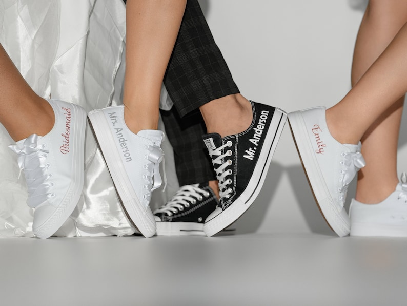 Personalized Groom Converse, Man Wedding Sneakers, Men Converse, Man Wedding Shoes, Custom Groomsman Sneaker, Groom Trainers With Name image 6