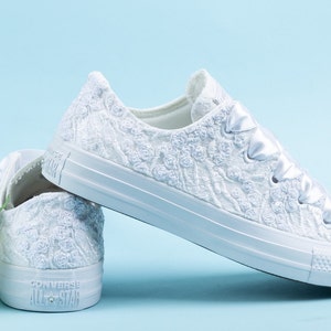 VENTE Converse de mariage ivoire, chaussures Converse personnalisées pour la mariée, mariée personnalisée pour mariage image 9