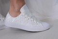 Ivory Wedding Converse For Bride, Custom Converse Shoes For Wedding, Personalized Bridal Low top Tennis Shoes with Dubai Lace product logo