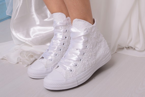 Lidiar con puñetazo Penetración Luxe Blanc Mariage Converse Pour La Mariée Dentelle Converse - Etsy France