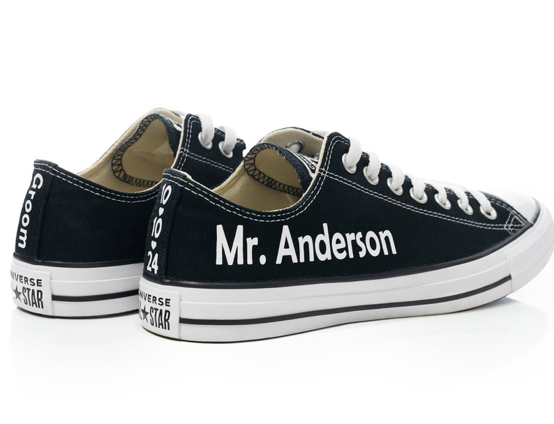 Personalized Groom Converse, Man Wedding Sneakers, Men Converse, Man Wedding Shoes, Custom Groomsman Sneaker, Groom Trainers With Name image 8