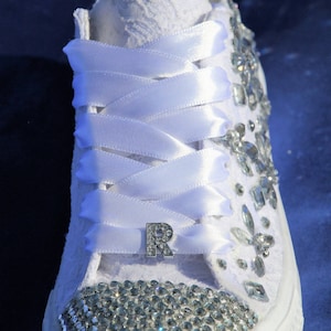 Wedding sneakers for bride with crystals, Bridal Trainers, Lace up sneakers, Rhinestone sneakers, Bridal sneakers, Wedding tennis shoes, image 7